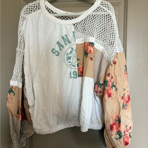 Pilcro NWOT White Floral Patchwork Sweatshirt